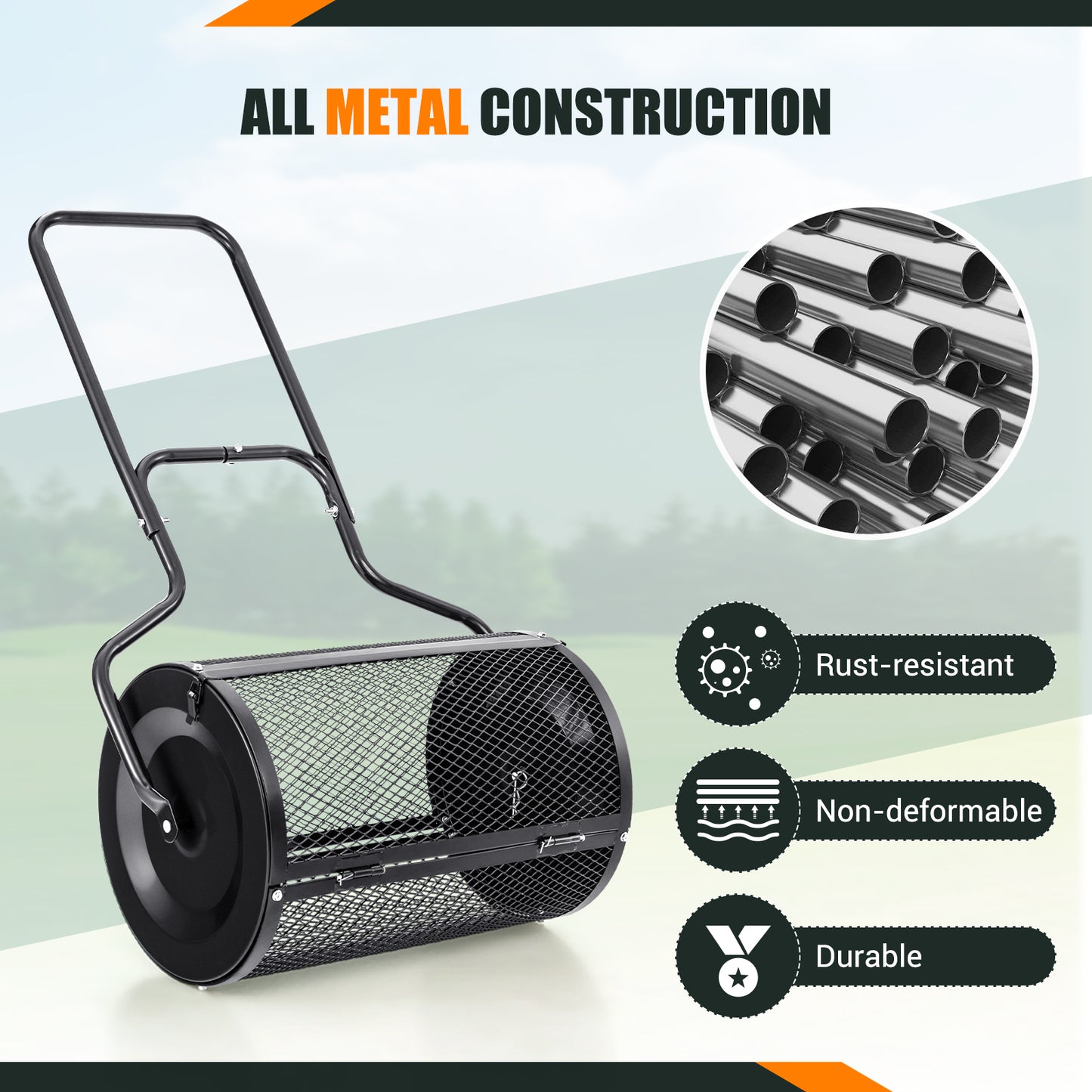 24” Peat Moss Spreader, U-Shape Handle, Black Garden Tools at Gallery Canada