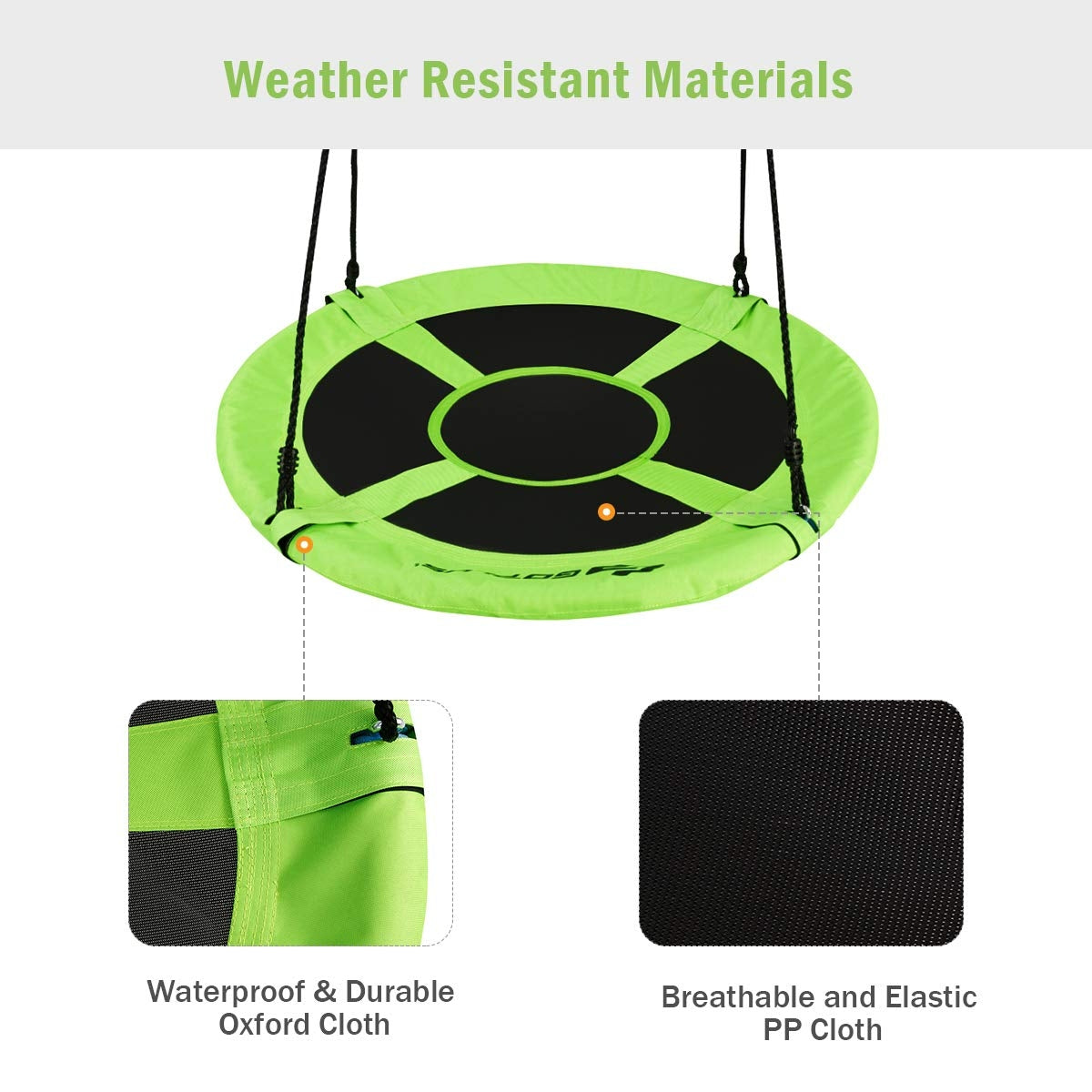 40 Inch Flying Saucer Tree Swing, Indoor Outdoor Play Set, Green Swing & Playsets at Gallery Canada