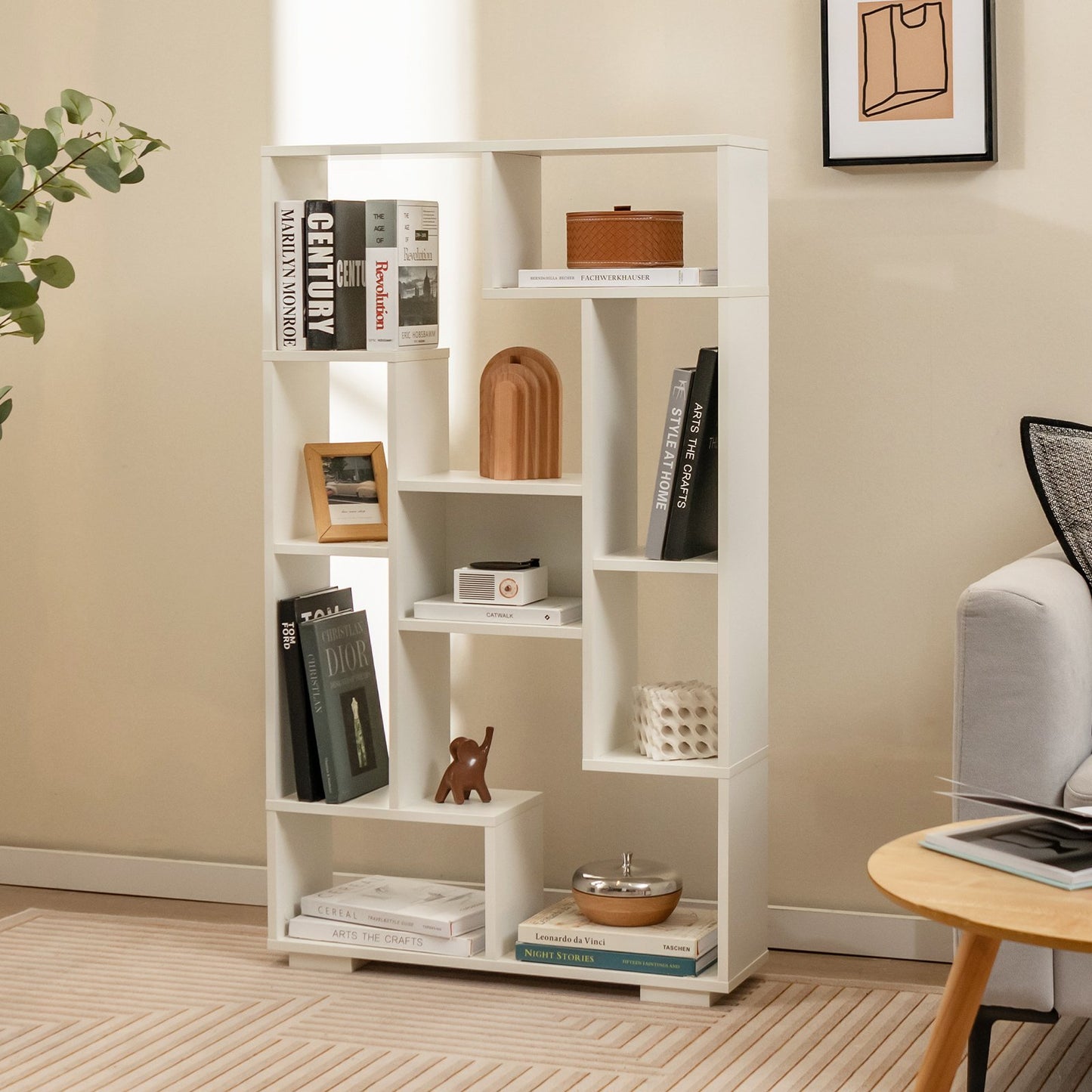 47-Inch Tall Bookshelf for Home Office Living Room, White