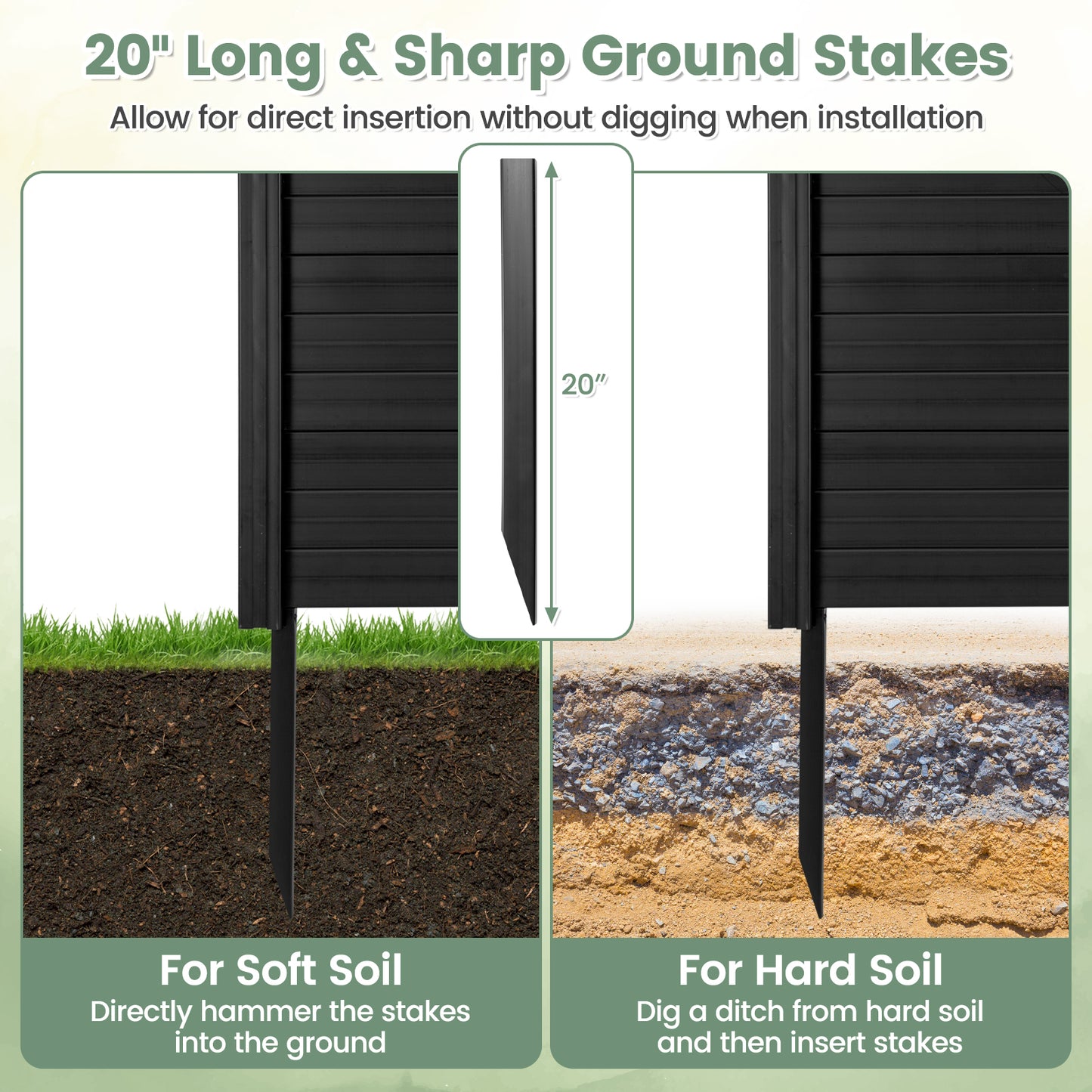 Outdoor PVC Privacy Screens Fence Panels with 20 Inch Long Stakes, Black Decorative Fencing & Flooring at Gallery Canada