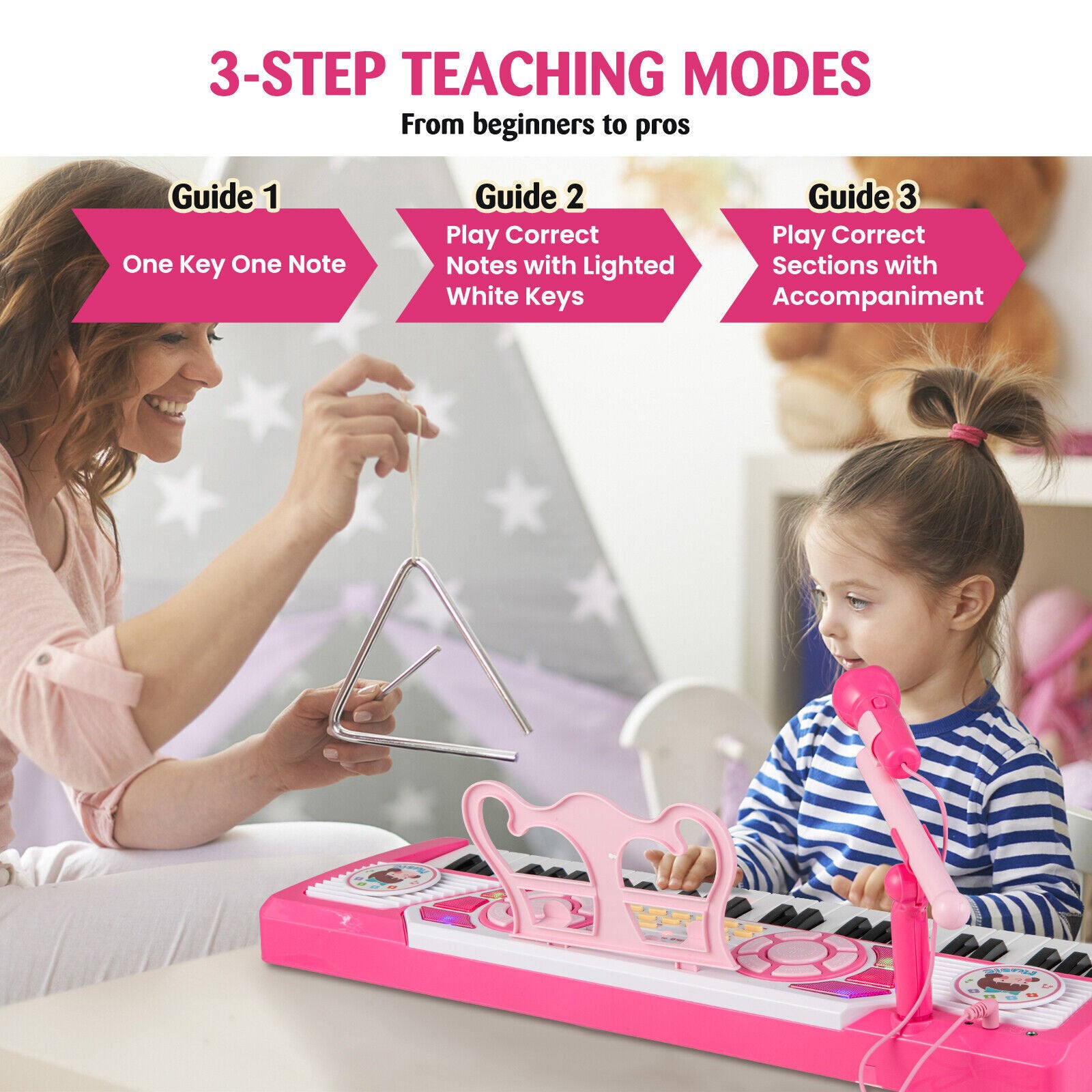 49 Keys Kids Piano Keyboard for Kids 3+, Pink at Gallery Canada