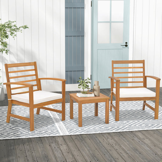 3 Pieces Outdoor Furniture Set with Soft Seat Cushions, White Patio Conversation Sets White at Gallery Canada