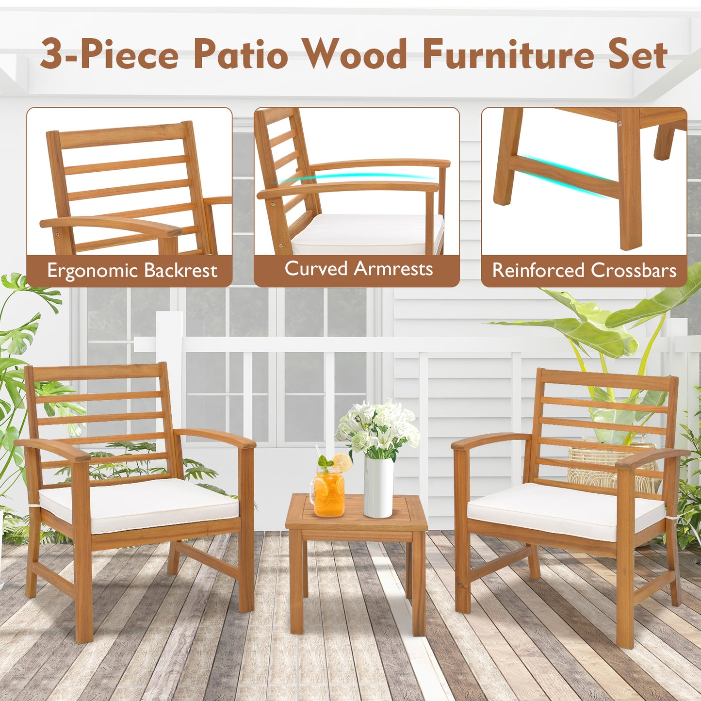 Outdoor Furniture Set, 3 Pieces, Soft Seat Cushions, White Patio Conversation Sets at Gallery Canada