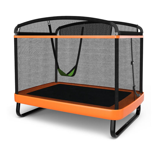 6 Feet Kids Entertaining Trampoline with Swing Safety Fence, Orange at Gallery Canada