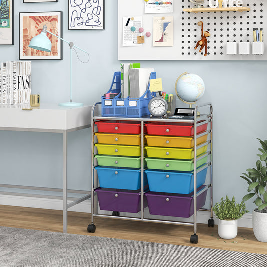 12 Storage Drawer Organizer Bins Rolling Cart, Transparent Multicolor File Cabinets Sheer Rainbow at Gallery Canada