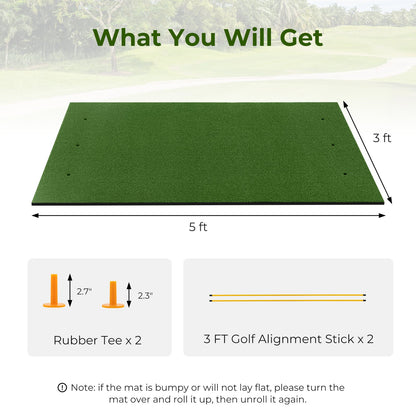 5 x 3 ft Artificial Turf Grass Practice Mat for Indoors and Outdoors-25mm, Green at Gallery Canada