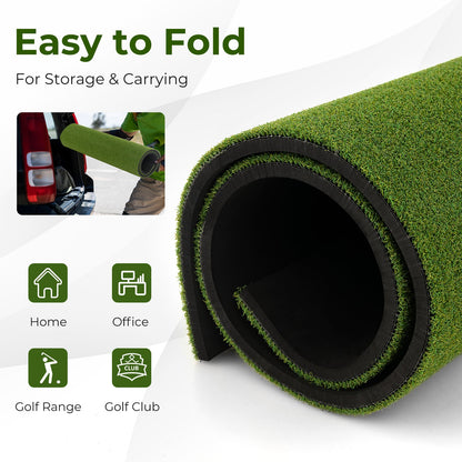 Artificial Turf Mat for Indoor and Outdoor Golf Practice Includes 2 Rubber Tees and 2 Alignment Sticks-20mm, Green at Gallery Canada