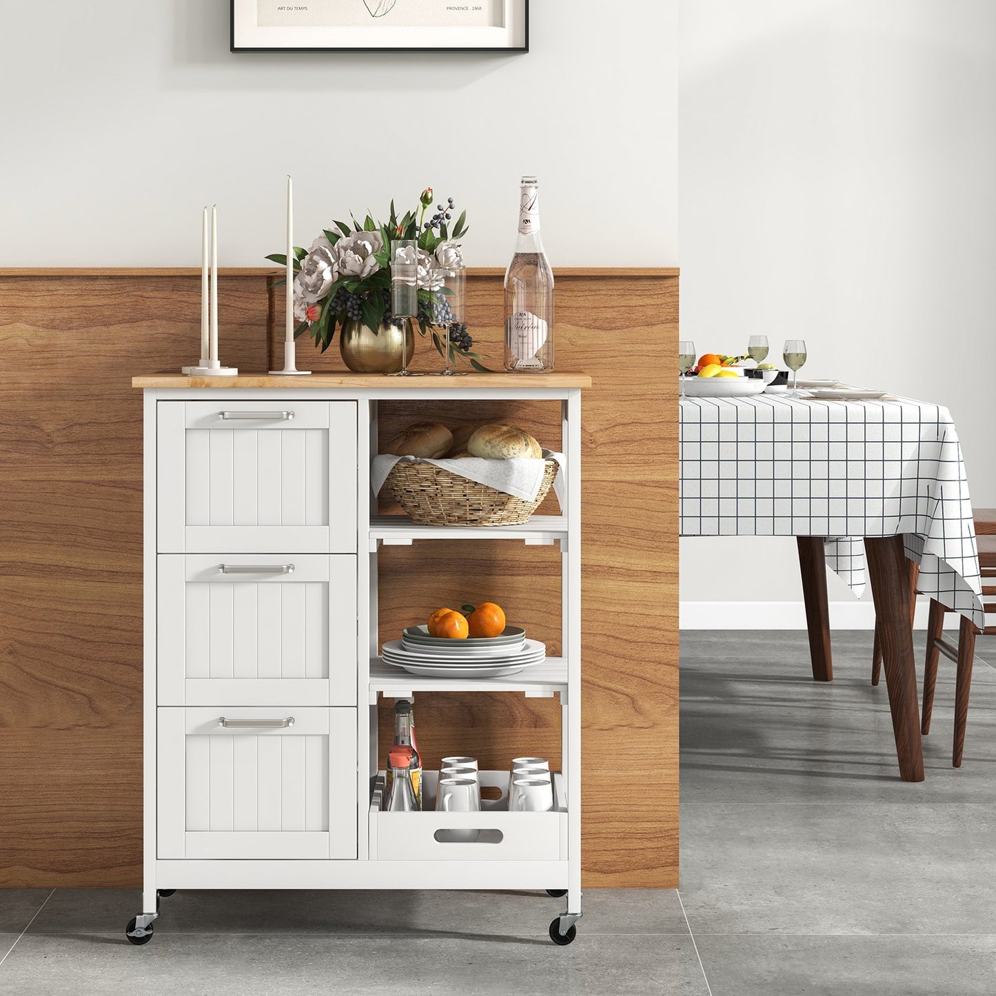 Rolling Kitchen Island Utility Storage Cart, White at Gallery Canada