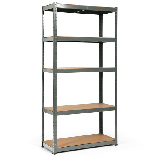 72 Inch Storage Rack with 5 Adjustable Shelves for Books Kitchenware, Gray