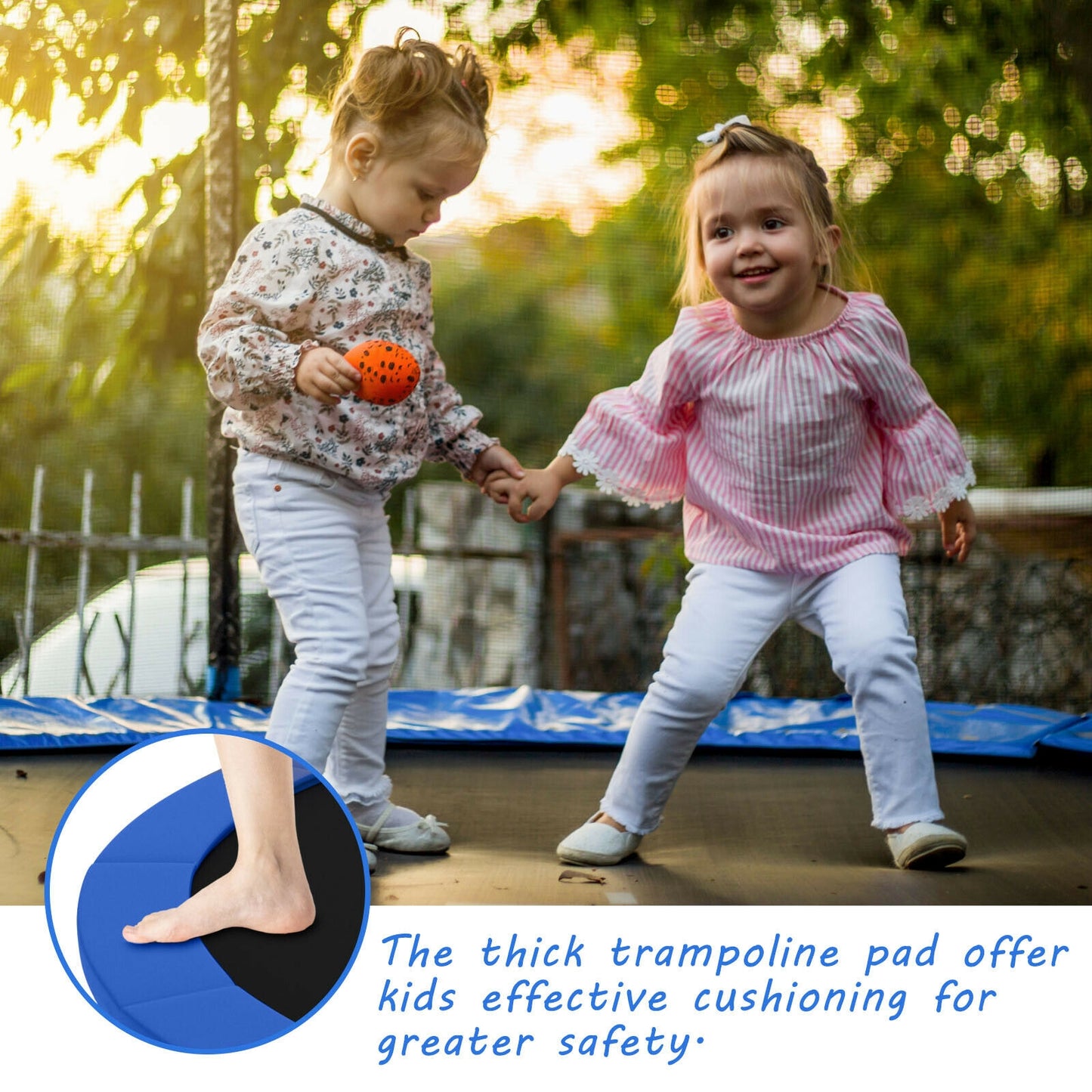 14 Feet Trampoline Safety Pad, Waterproof Tear-Resistant Spring Cover, Blue Trampoline Accessories at Gallery Canada