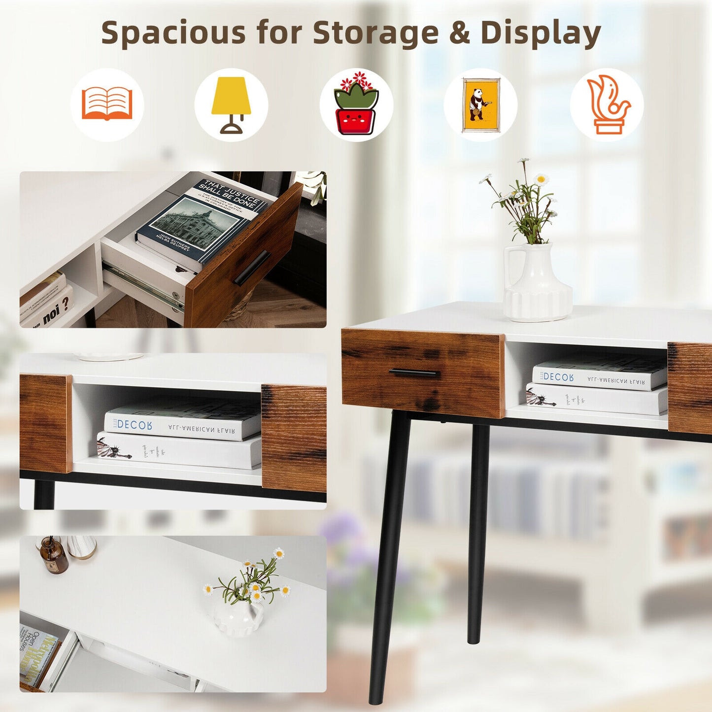 42 Inch Console Table With 2 Drawers, Brown Console Tables at Gallery Canada