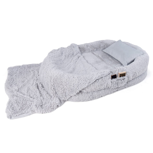 Washable Fluffy Human Dog Bed with Soft Blanket and Plump Pillow, Gray at Gallery Canada