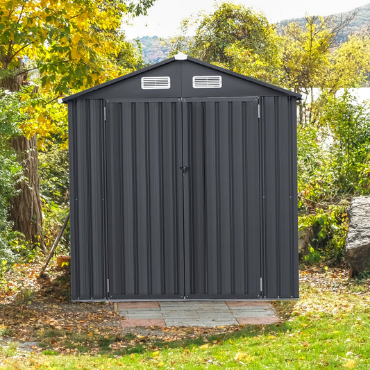 6 x 3.5 x 6 Feet Outdoor Galvanized Steel Storage Shed, Dark Gray Sheds & Outdoor Storage Dark Gray at Gallery Canada