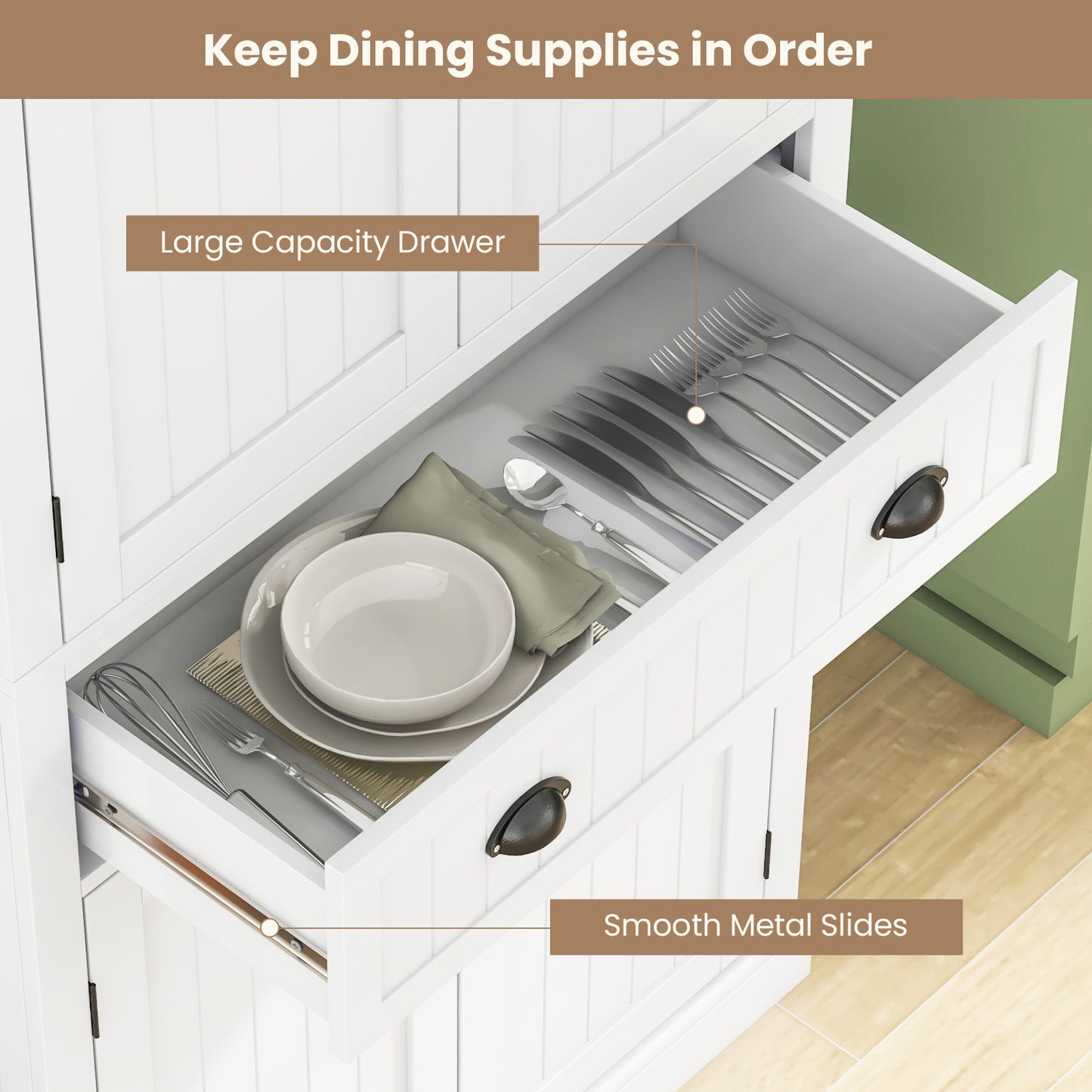 Kitchen Pantry Cabinet With Doors, Drawer, Adjustable Shelves, White Armoires & Wardrobes at Gallery Canada