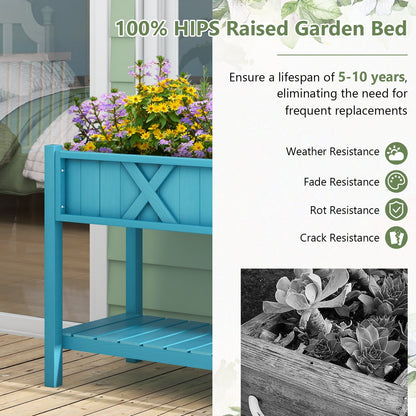 Poly Wood Elevated Planter Box with Legs Storage Shelf Drainage Holes, Blue at Gallery Canada