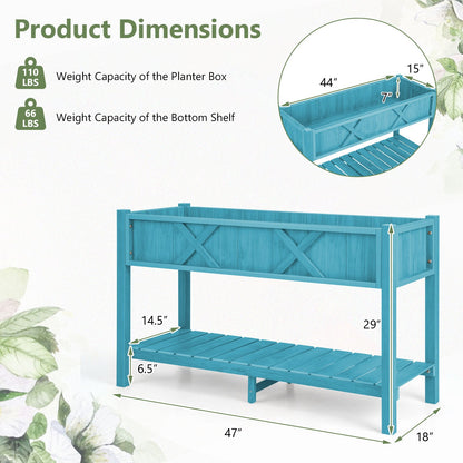Poly Wood Elevated Planter Box with Legs Storage Shelf Drainage Holes, Blue at Gallery Canada