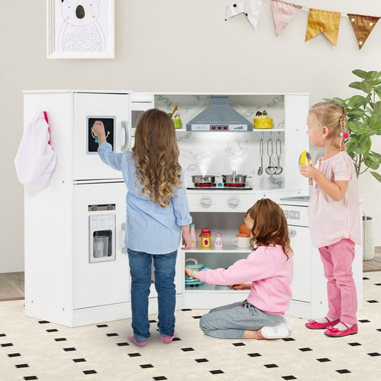 Kids Corner Pretend Kitchen Playset with Separated Washing Basin, White Play Kitchen Sets White at Gallery Canada