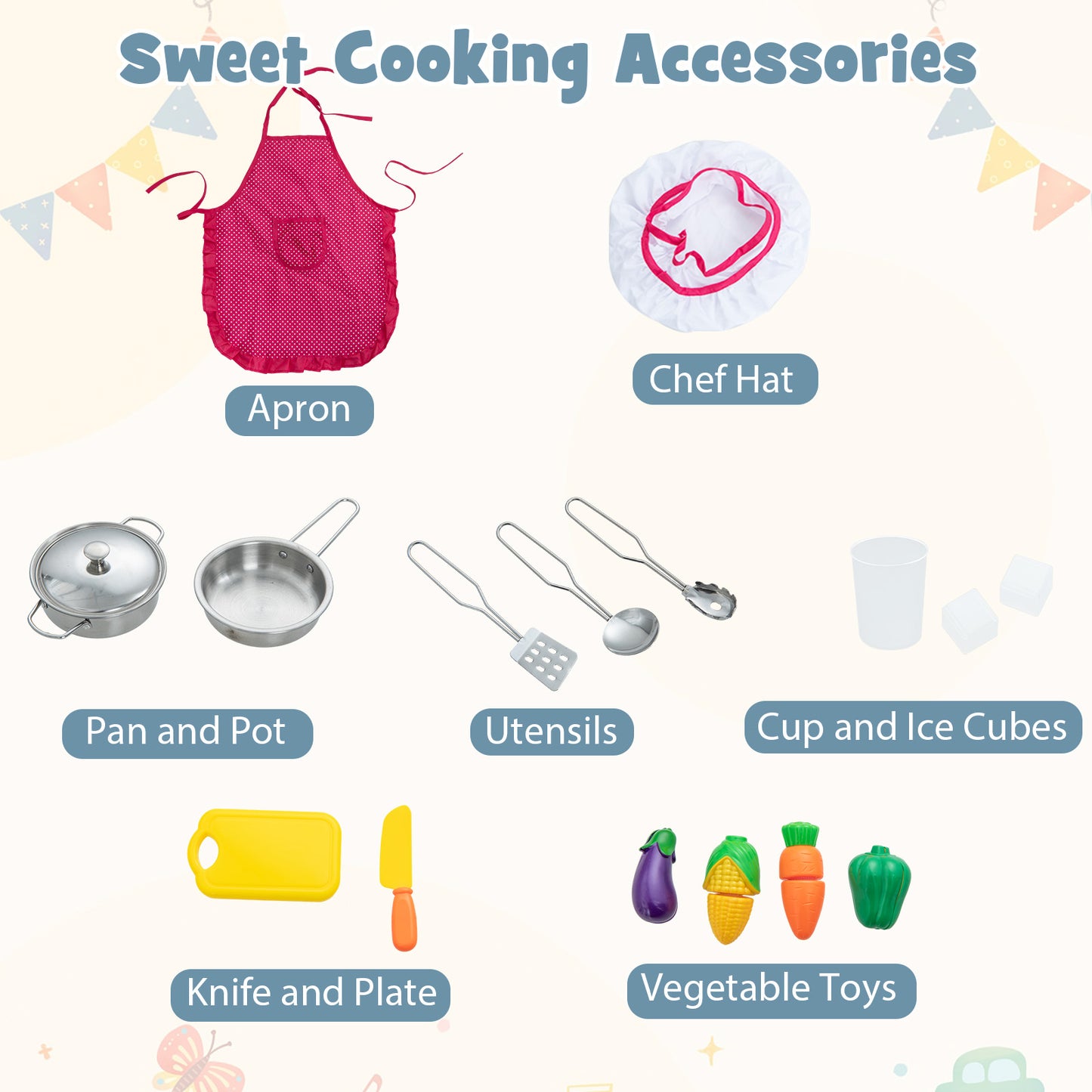 Kids Corner Pretend Kitchen Playset with Separated Washing Basin, White Play Kitchen Sets at Gallery Canada