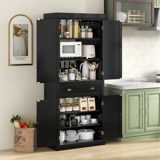 Freestanding Kitchen Cabinet, Adjustable Shelves, Black Armoires & Wardrobes Black at Gallery Canada