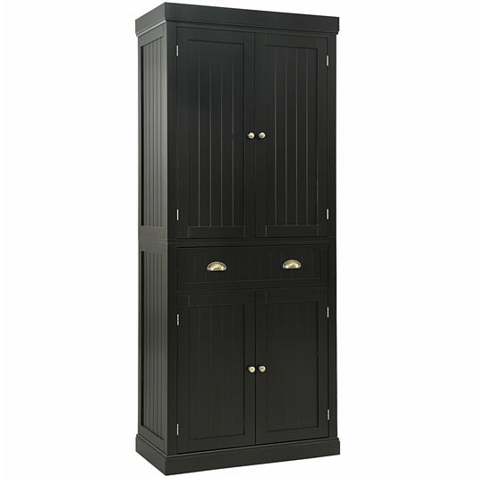 Cupboard Freestanding Kitchen Cabinet w/ Adjustable Shelves, Dark Brown