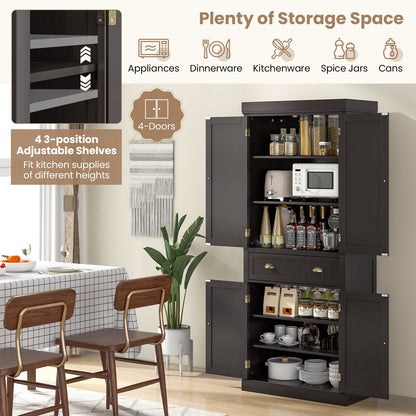 Cupboard Freestanding Kitchen Cabinet w/ Adjustable Shelves, Dark Brown at Gallery Canada