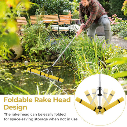 Floating Weed Lake Rake 36” Aquatic Pond Weed Cutter with Foam Floats