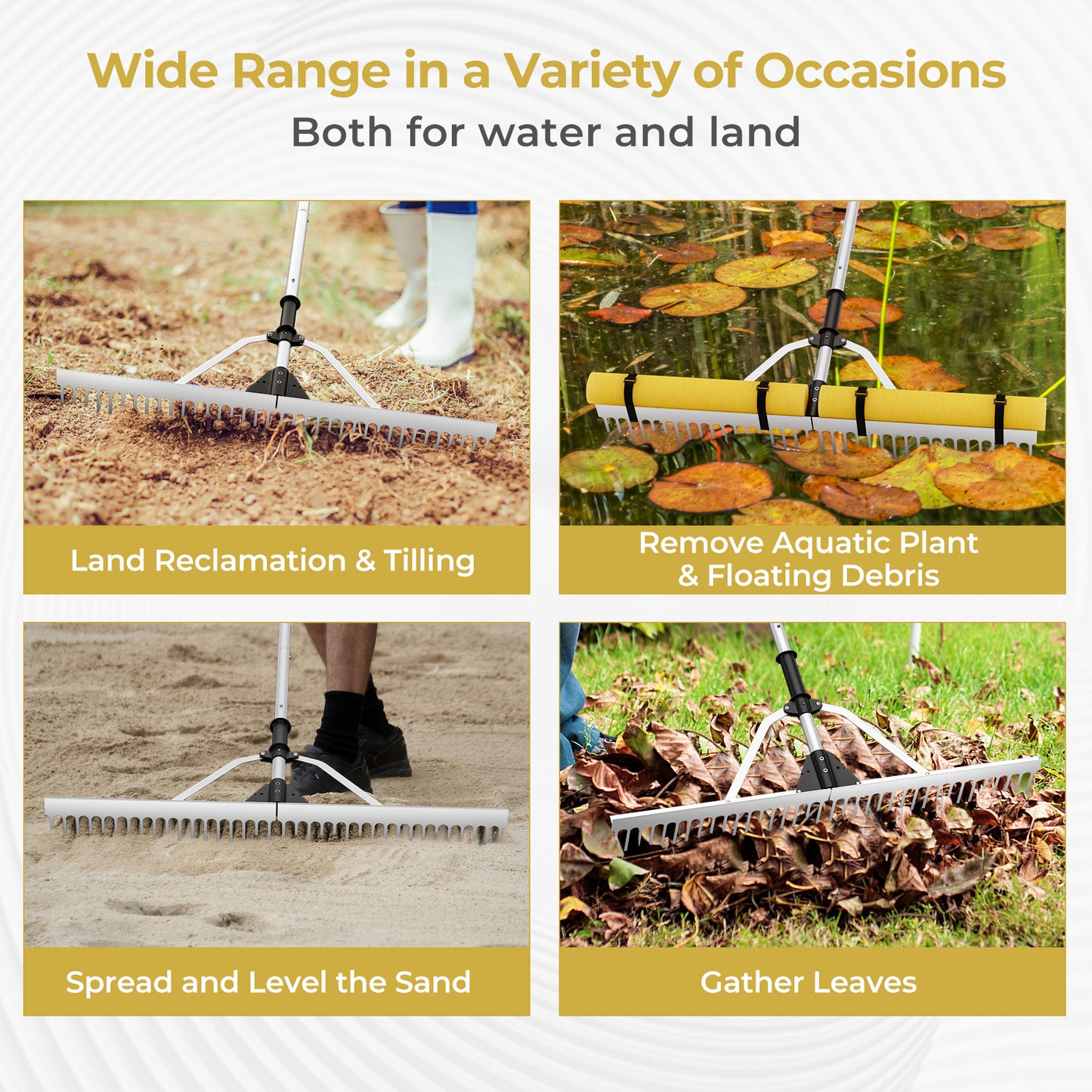 36” Floating Weed Lake Rake, Aquatic Pond Cutter With Foam Floats Lawn Care Tools at Gallery Canada