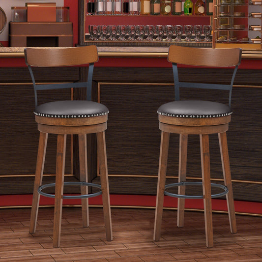 Set Of 2 30.5 Inch Swivel Bar Stools, Brown