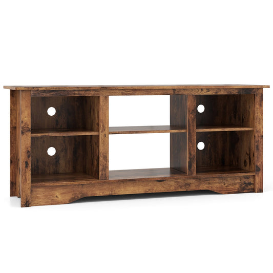 TV Stand for up to 65" Flat Screen TVs with Adjustable Shelves, Rustic Brown