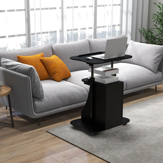 Adjustable Mobile Standing Desk Cart, Tilt Desktop Cabinet, Black Laptop Tables & Printer Stands Black at Gallery Canada