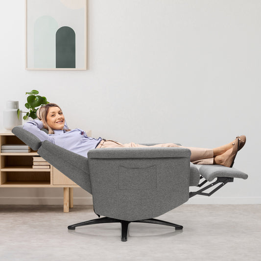 Swivel Massage Recliner Sofa, Adjustable Headrest, Gray