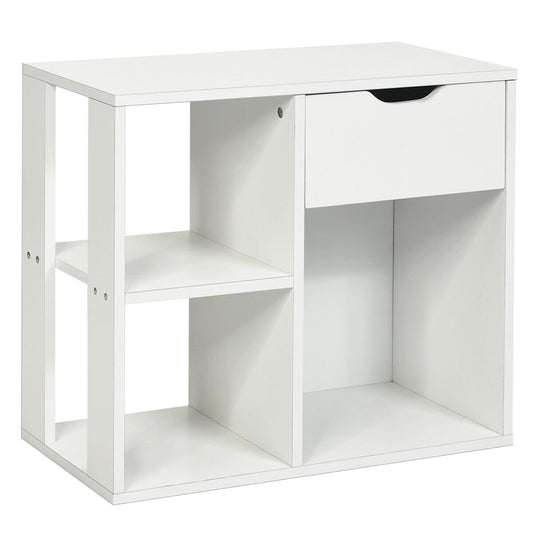 3-Tier Side Table with Storage Shelf and Drawer Space, White at Gallery Canada