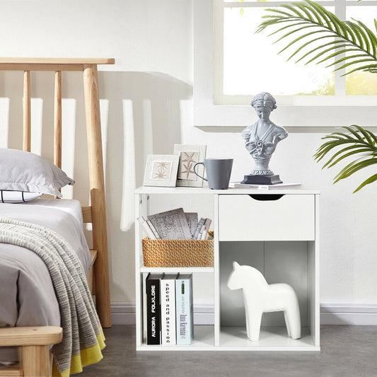 3-Tier Side Table With Storage Shelf And Drawer, White End & Side Tables White at Gallery Canada