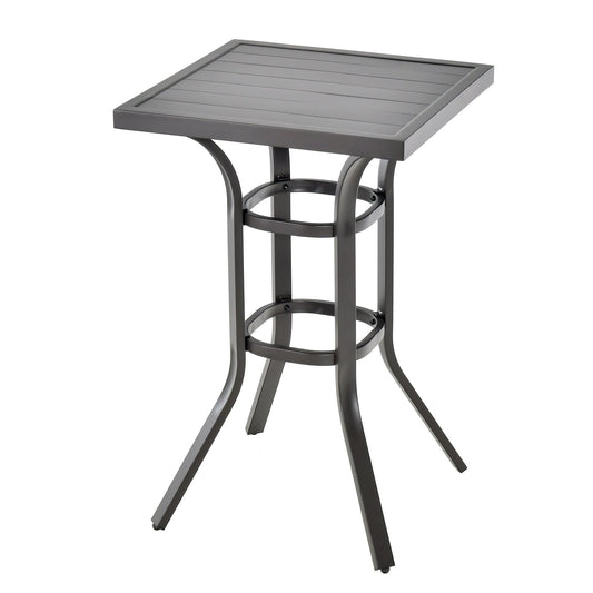 24 Inch Patio Bar Height Table with Aluminum Tabletop and Adjustable Foot Pads, Black