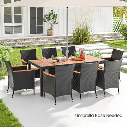9 Pieces Outdoor Dining Set with Acacia Wood Tabletop