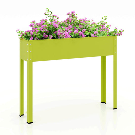 Metal Raised Garden Bed with Legs and Drainage Hole-40 x 11 x 31.5 inches, Green