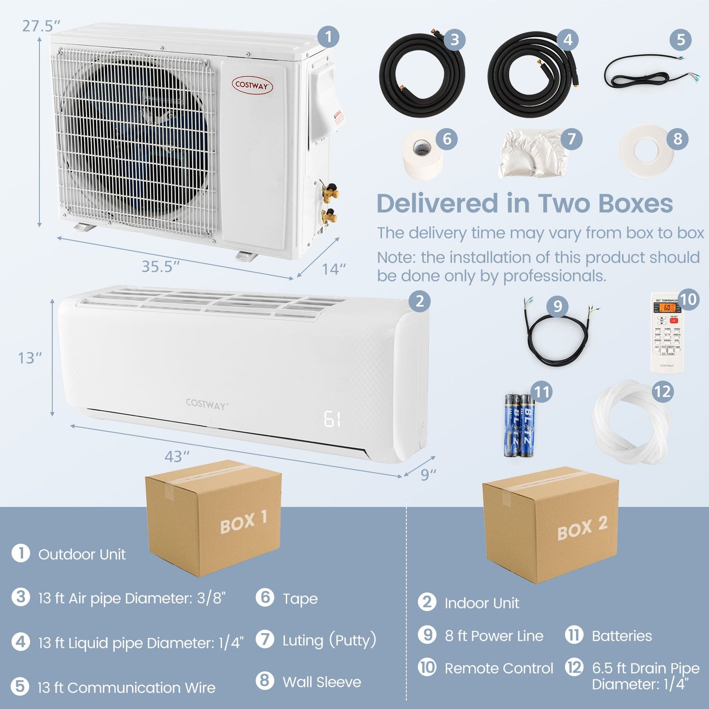 Energy Star Certified 22000 BTU 21 SEER2 Ductless Mini Split Air Conditioner and Heater 208-230V Works with Alexa, White