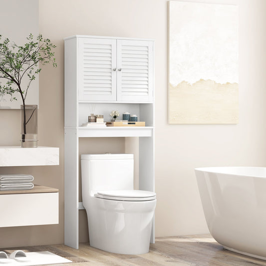 Over The Toilet Storage Cabinet, Double Doors, Adjustable Shelf, White Bathroom Etagere White at Gallery Canada