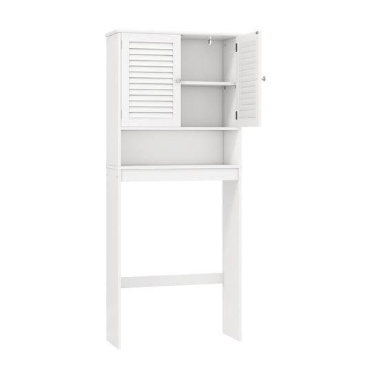 Over The Toilet Storage Cabinet with Double Doors and Adjustable Shelf, White