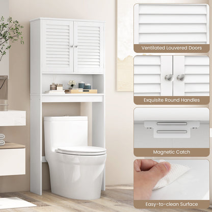Over The Toilet Storage Cabinet with Double Doors and Adjustable Shelf, White at Gallery Canada