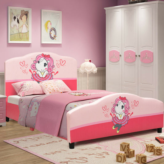 Kids Upholstered Platform Toddler Bed, Pink Toddler Beds Pink at Gallery Canada