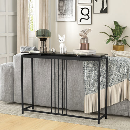 48 Inch Console Tables with Powder-Coated Steel Frame, Black