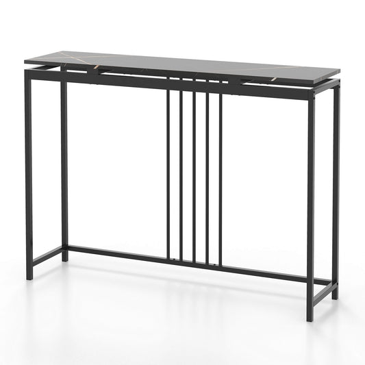 48 Inch Console Tables with Powder-Coated Steel Frame, Black