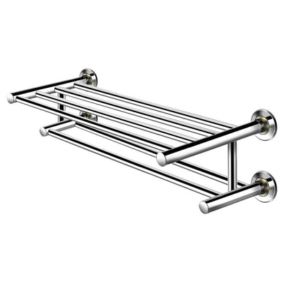 24 Inch Wall Mounted Stainless Steel Towel Storage Rack with 2 Storage Tier, Silver