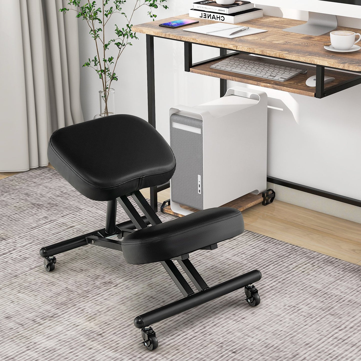 Adjustable Ergonomic Kneeling Chair with Upgraded Gas Spring Rod and Thick Foam Cushions, Black at Gallery Canada