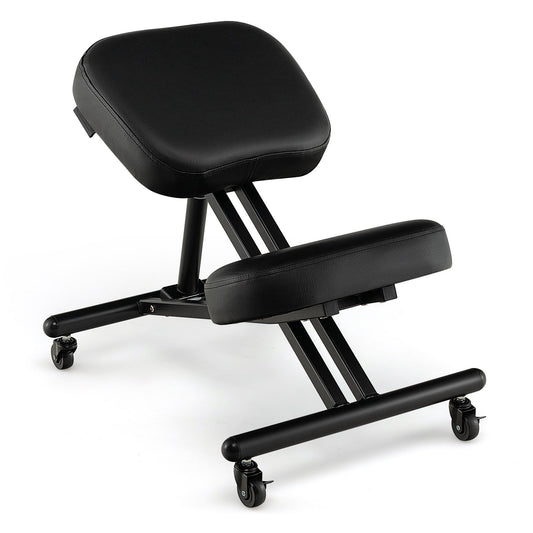 Adjustable Ergonomic Kneeling Chair with Upgraded Gas Spring Rod and Thick Foam Cushions, Black