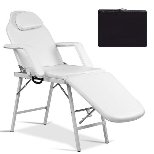 73 Inch Portable Tattoo Salon Facial Bed Massage Table, White
