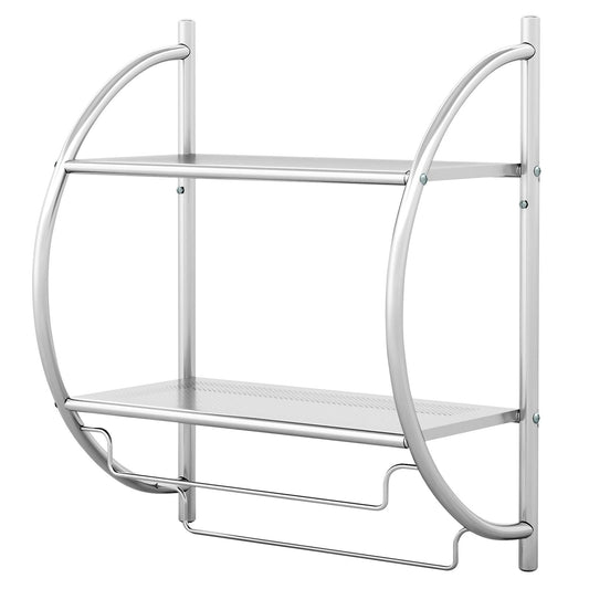 Wall Mounted 2-Tier Bathroom Towel Rack with 2 Towel Bars, Silver at Gallery Canada