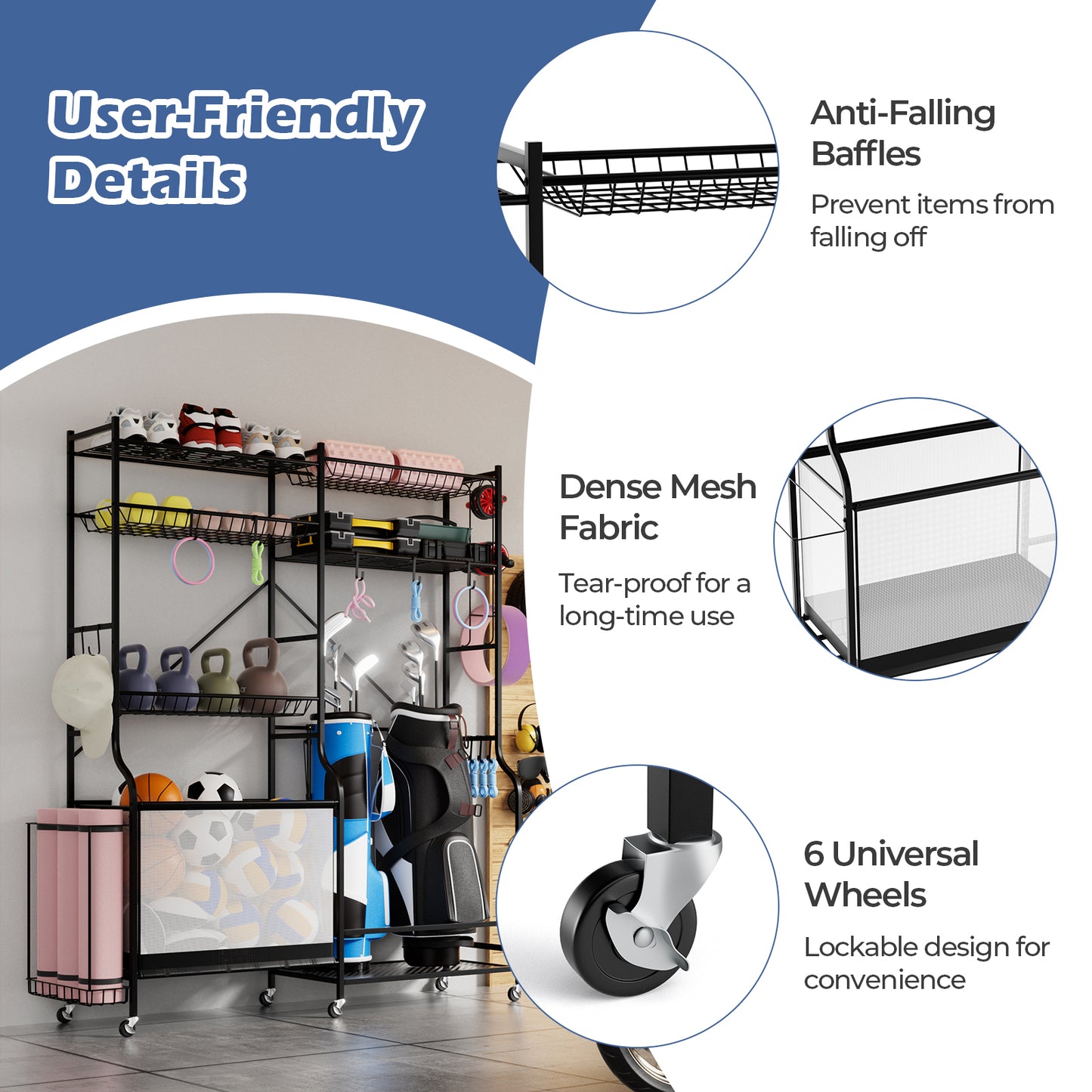 Sports Equipment Organizer, Black Sport Equipments at Gallery Canada