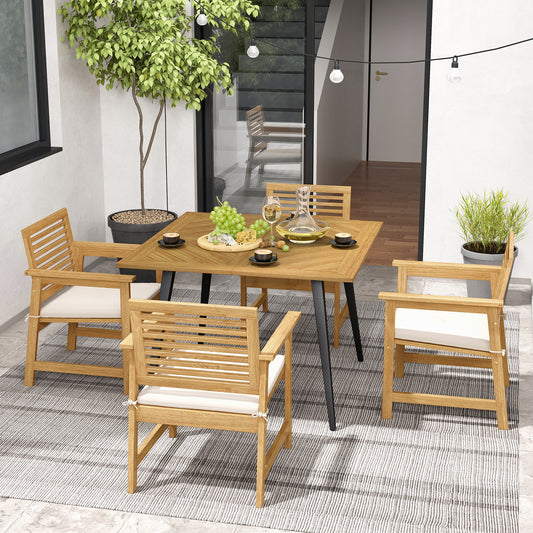 4-Person Acacia Wood Outdoor Dining Table, Garden Poolside Backyard Patio Dining Tables Options at Gallery Canada